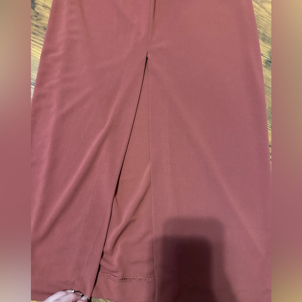 Zara Red Brown Ruched Dress - Picture 5 of 5